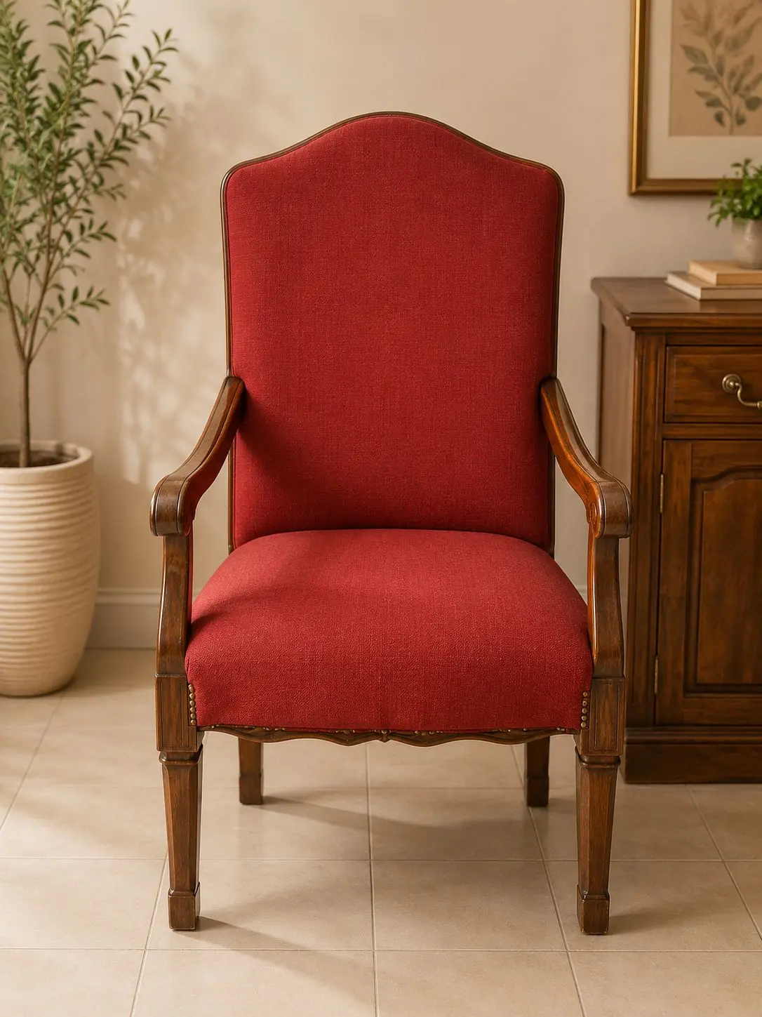 Sitiales — Sitial de Respaldo Alto en Rojo — Carval Muebles Viña del Mar
